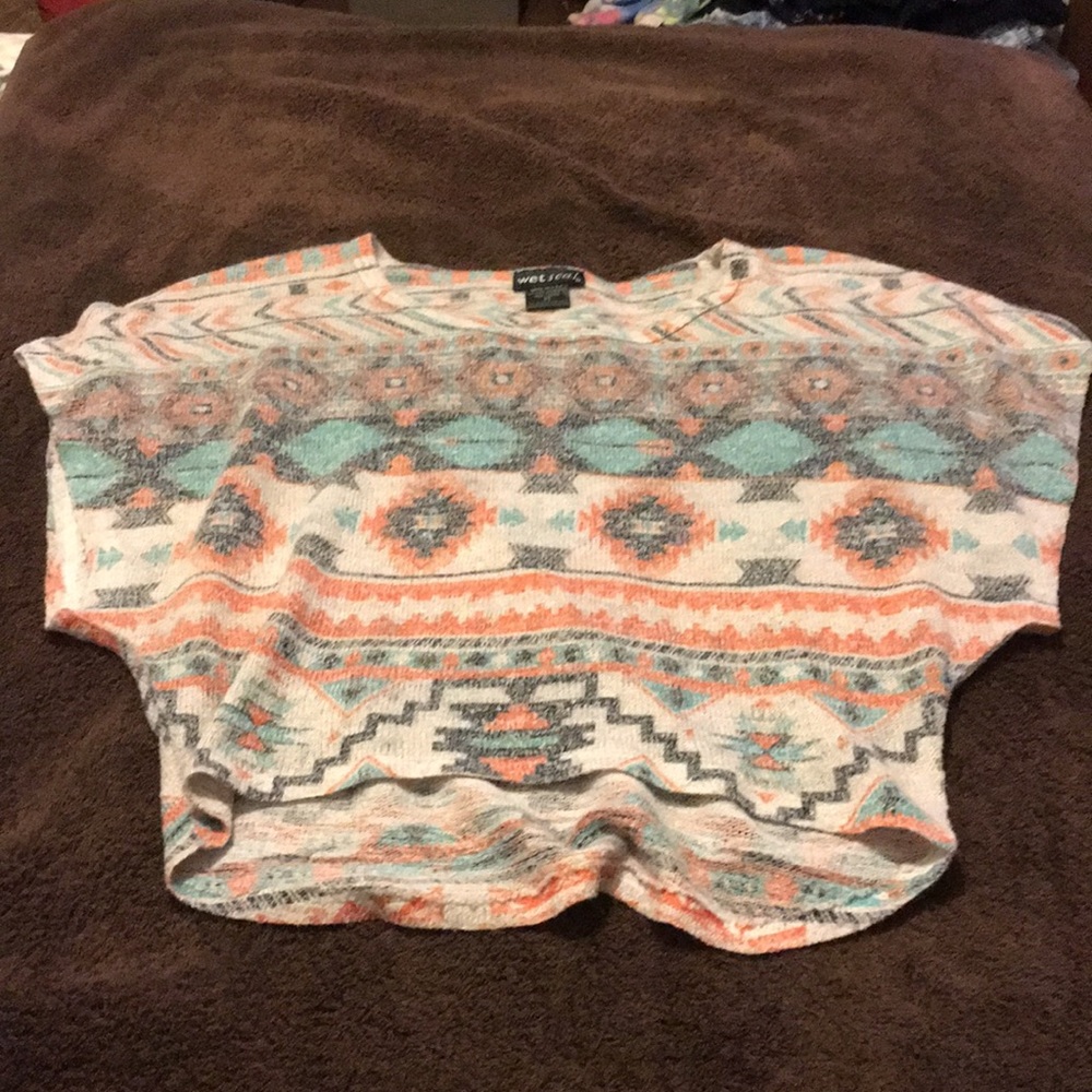 Aztec print crop top xs